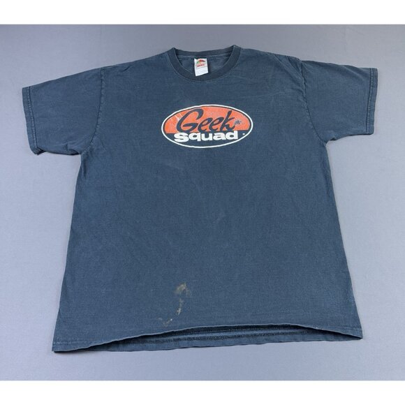 Rare Vintage Y2K Geek Squad Black Faded XL Tee Humor Funny Statement Computer - Picture 1 of 7